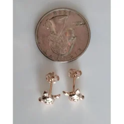 Pig Stud Earrings "Keep Me In Your Heart" Rose Gold Plated Sterling Silver