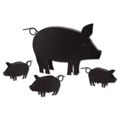 Pig With Piglets Metal Art Sculpture