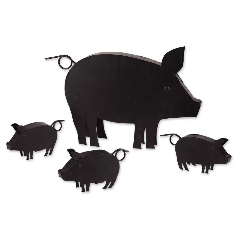 Pig With Piglets Metal Art Sculpture