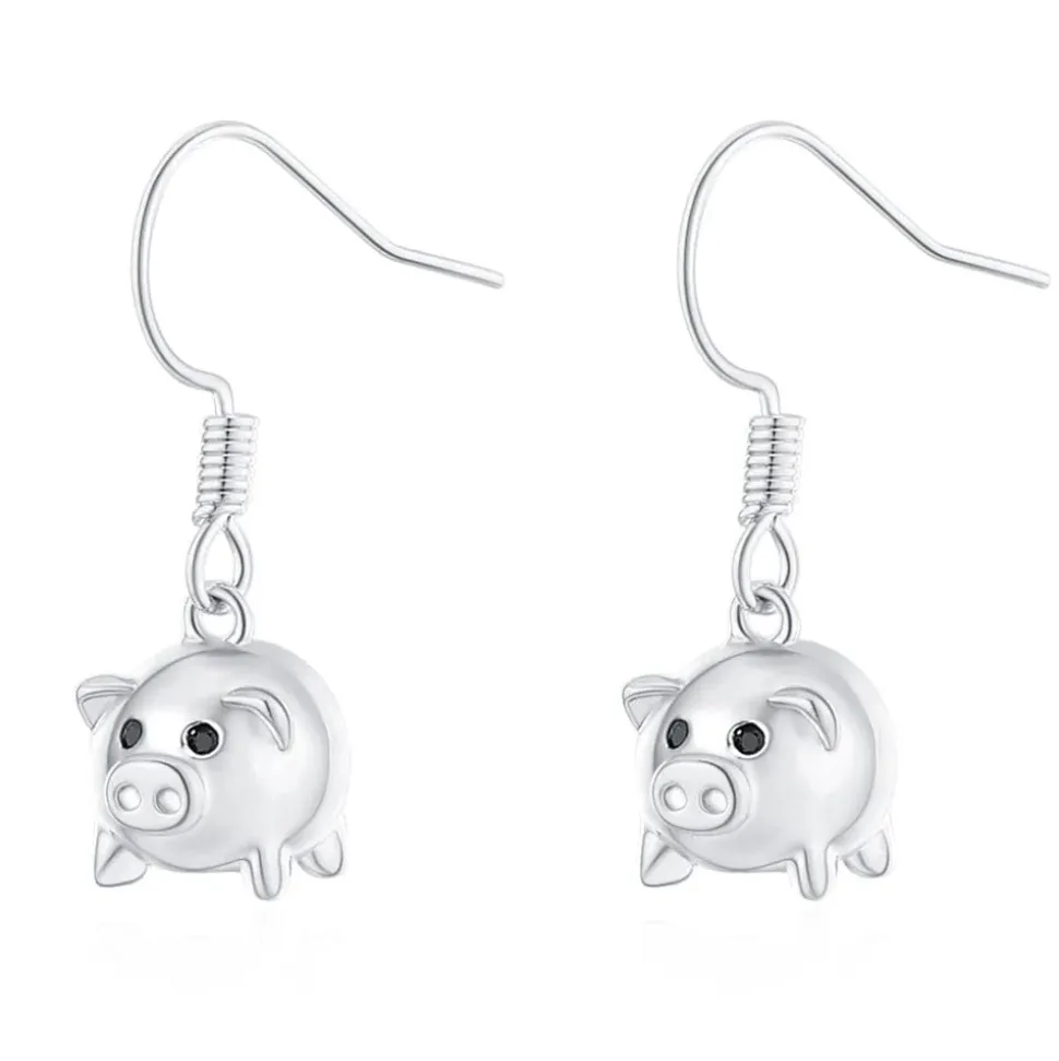 Piggy Drop Fashion Earrings-So Cute! Gold Plated Brass