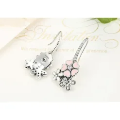 Pink Cherry Blossom Daisy Jewelry Set-Sterling Silver-Pretty in Pink