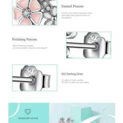 Pink Cherry Blossom Daisy Jewelry Set-Sterling Silver-Pretty in Pink