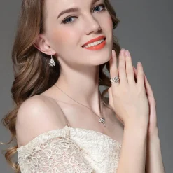 Pink Cherry Blossom Daisy Jewelry Set-Sterling Silver-Pretty in Pink