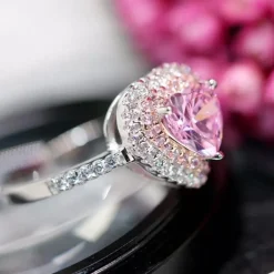 Pink CZ Heart Ring size 6 925 Sterling Silver