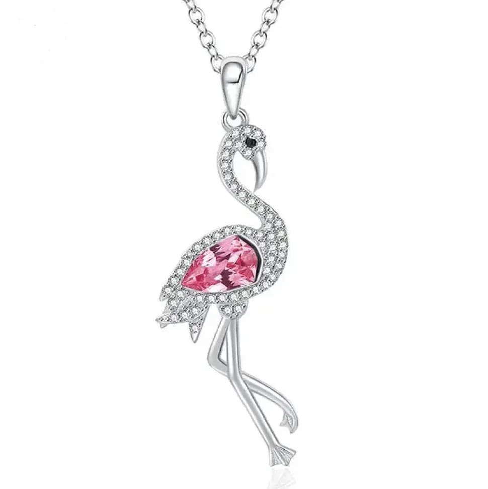 Pink Flamingo Fine 925 Sterling Silver Necklace