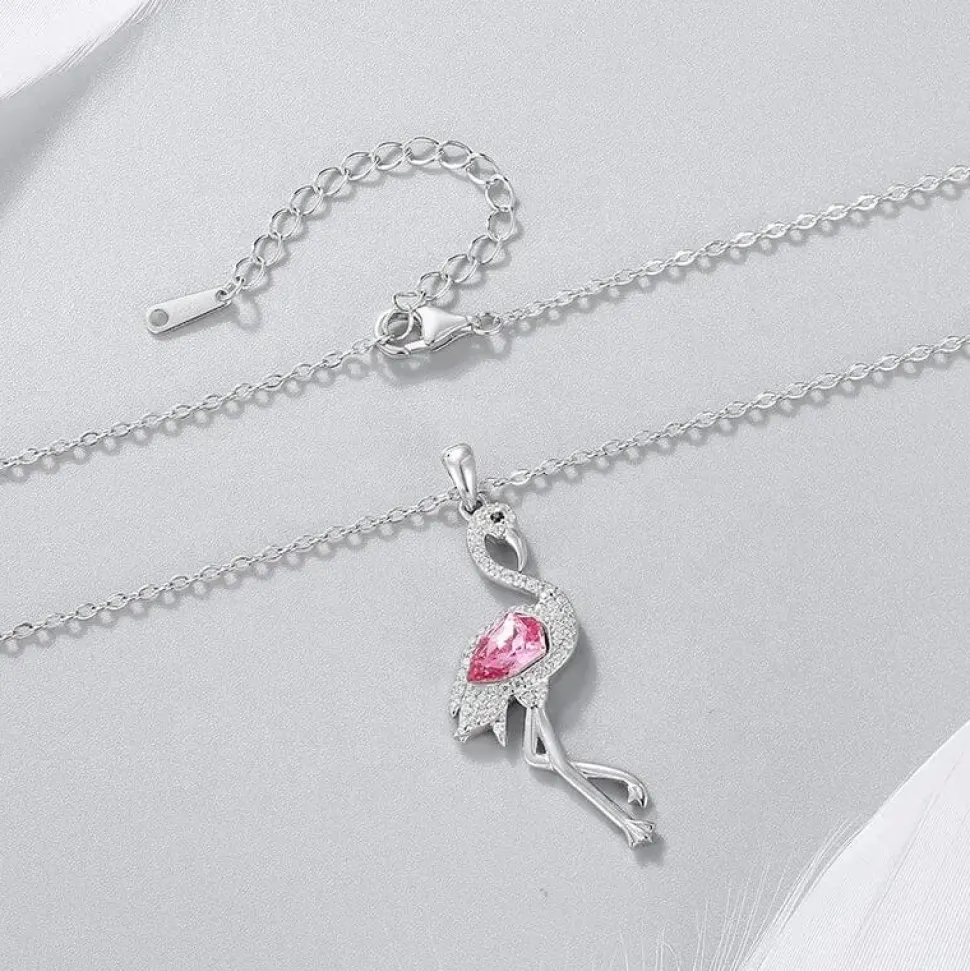 Pink Flamingo Fine 925 Sterling Silver Necklace