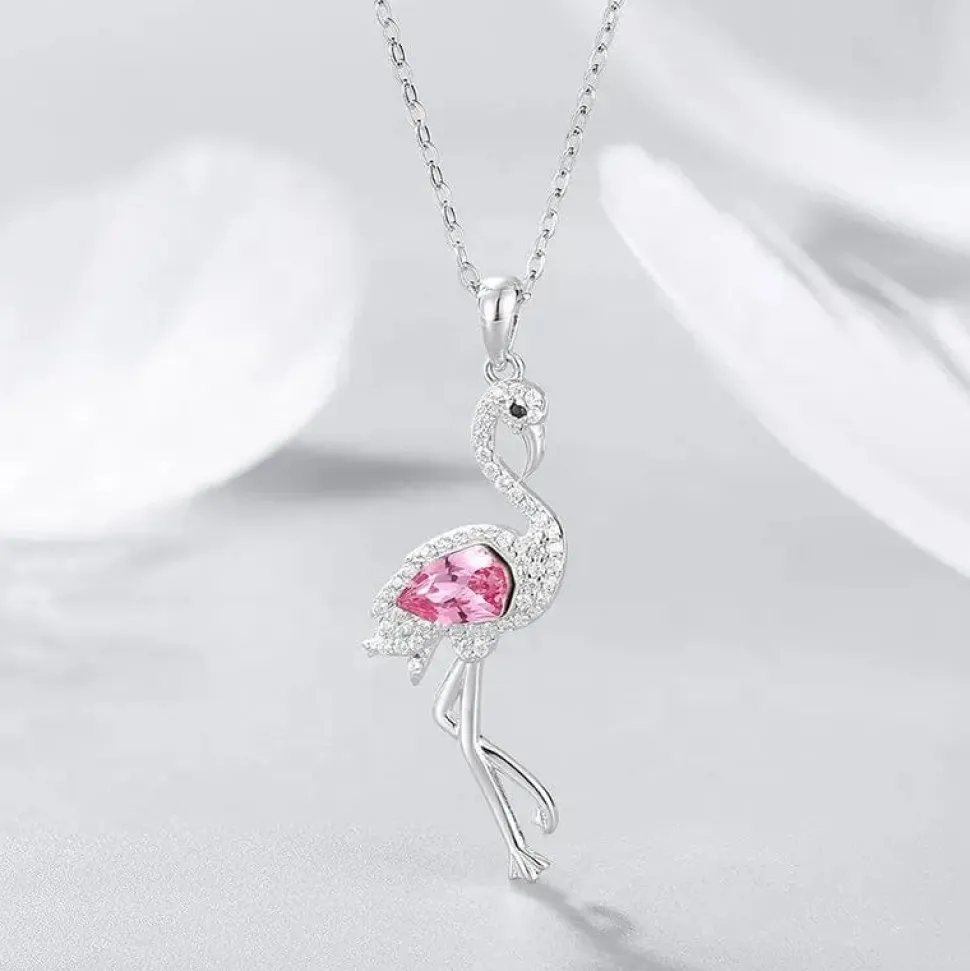 Pink Flamingo Fine 925 Sterling Silver Necklace