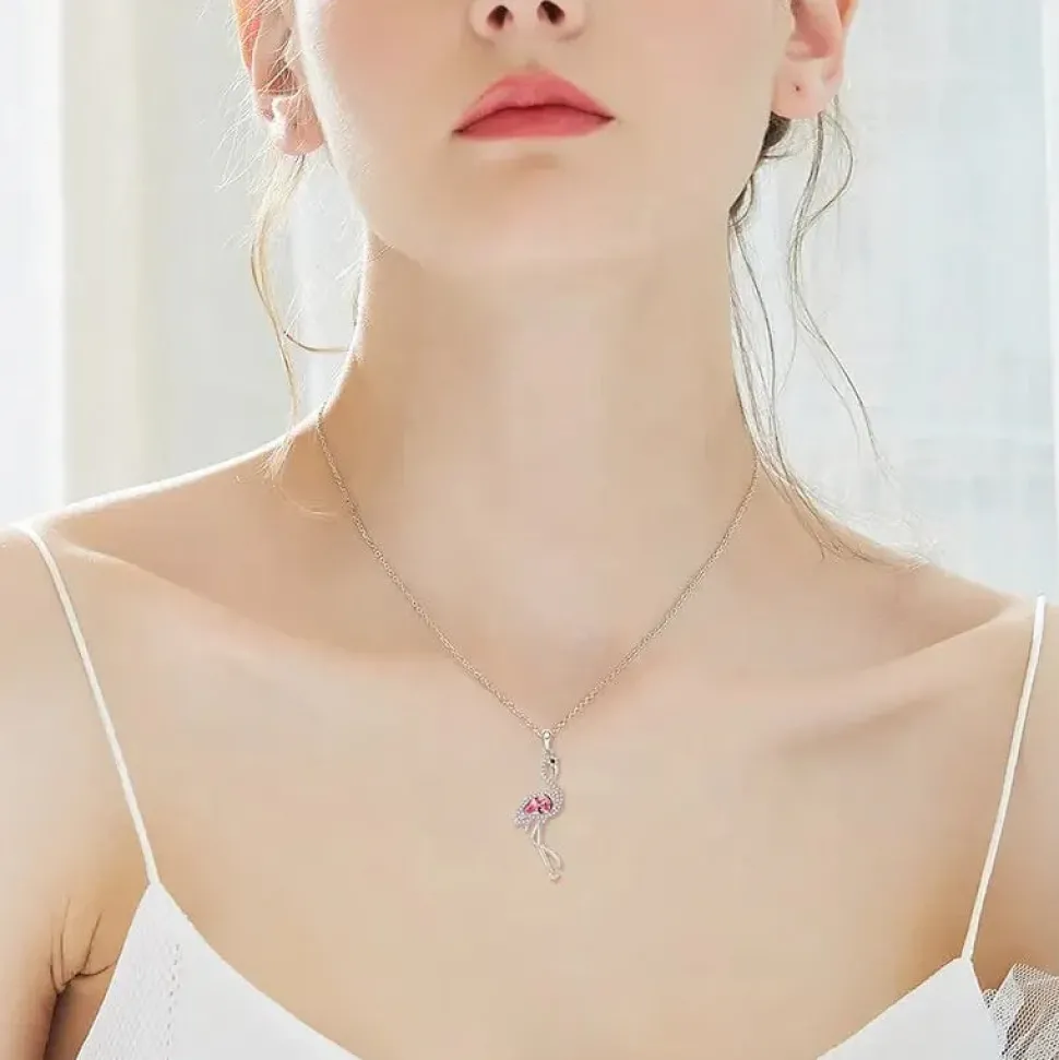 Pink Flamingo Fine 925 Sterling Silver Necklace