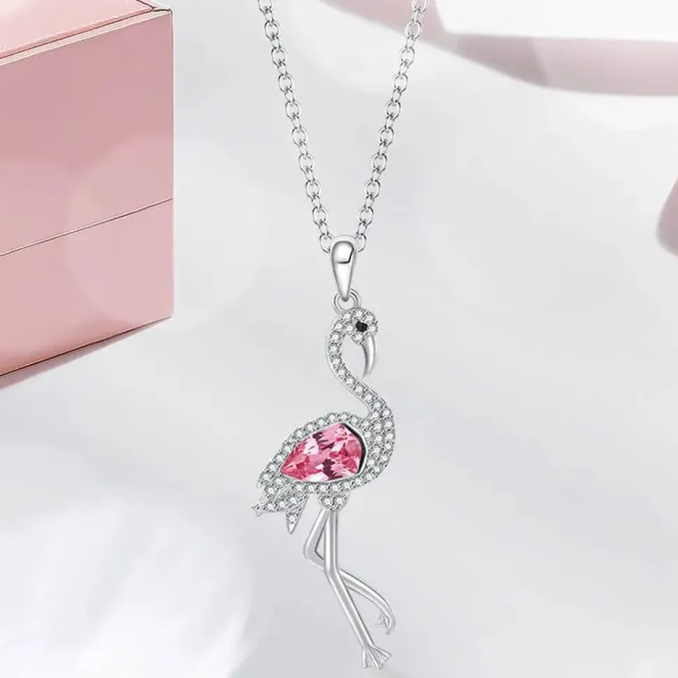 Pink Flamingo Fine 925 Sterling Silver Necklace