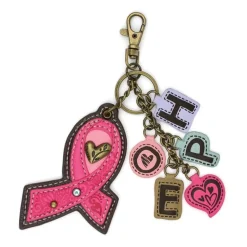 Pink or Purple Cancer Ribbon Charming Charms Keychains by Chala