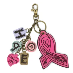 Pink or Purple Cancer Ribbon Charming Charms Keychains by Chala