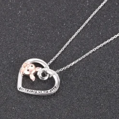 Pink Pig In Heart Necklace-Keep me in your heart Moissanite, Special Plating!
