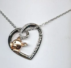 Pink Pig In Heart Necklace-Keep me in your heart Moissanite, Special Plating!