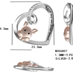 Pink Pig In Heart Necklace-Keep me in your heart Moissanite, Special Plating!