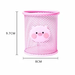 Pink Pig Pens & Wire Mesh Desk Accessory Pen Holder