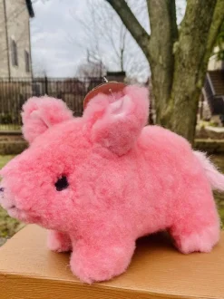 Pink Piggy Alpaca Fur Plush Piggy Handmade in Peru