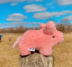 Pink Piggy Alpaca Fur Plush Piggy Handmade in Peru