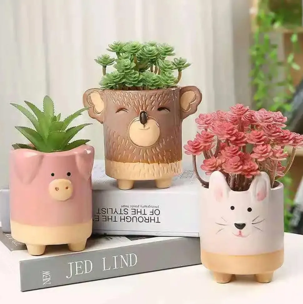 Pink Piggy Planter Decorative Planter