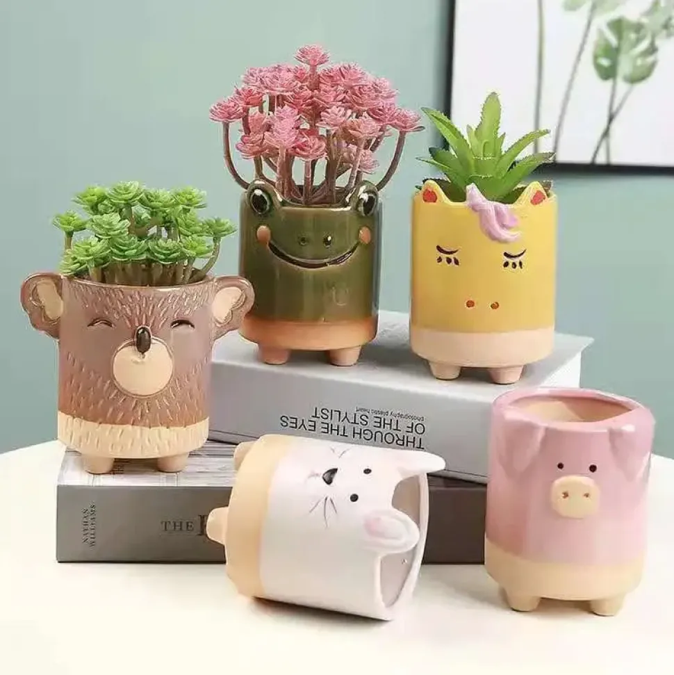 Pink Piggy Planter Decorative Planter
