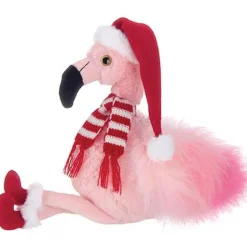 Pink Plush Flamingo With Christmas Hat, Scarf & Booties by Bearington