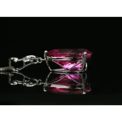 Pink Topaz, 14.25ctw Necklace with Diamonds in 18K Gold