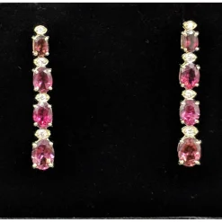 Pink Tourmaline and Diamond SET, 27.4ctw Necklace & 7.45ctw Earrings in 14K Gold, STUNNING!