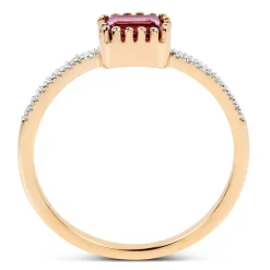 Pink Tourmaline and Diamond Ring 14K Yellow Gold Unique