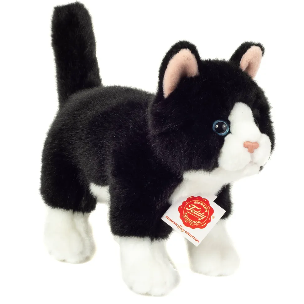 Plush Black and White Tuxedo Cat Standing 20 cm - plush soft toy by Teddy Hermann