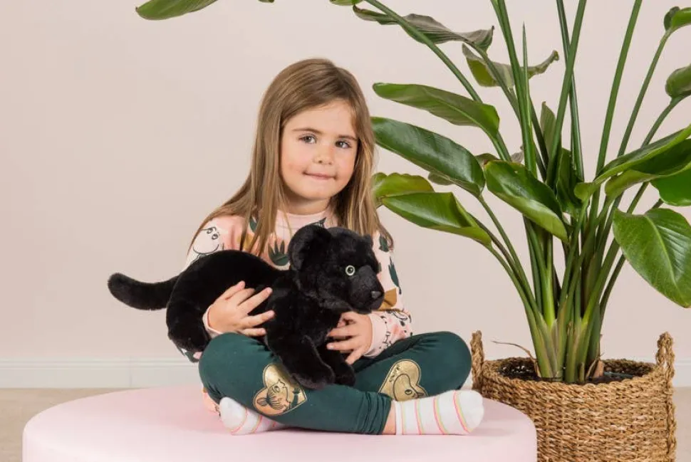 Plush Black Baby Panther Lying Down by Teddy Hermann