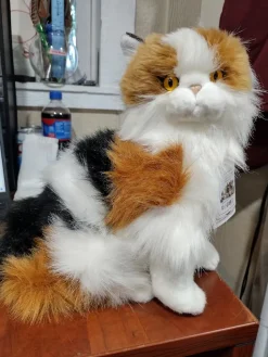 Plush Calico Persian Cat - 38cm Lying or Sitting