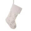 Plush Christmas Stocking Silver Embroidered Sequin Snowflakes Loop Hanger