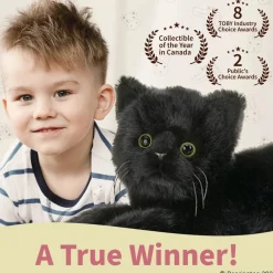 Plush Floppy Black Cat with Green Eyes by Bearington