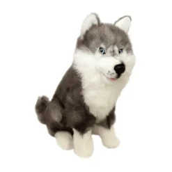 Plush Handmade Realistic Looking Husky Sitting Size 35cm/14"