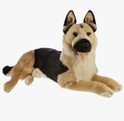 Plush Large Light Face German Shepherd Lifelike Eco-friendly Lying Down