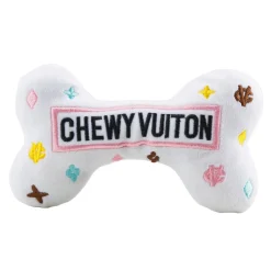 Plush Parody Pet Chew Bone White Chewy Vuiton Bones for Dogs with Speaker Inside
