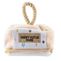 Plush Parody Pet Chew Toy White Chewy Vuiton Interactive Trunk for Dogs Fun Dog Toy