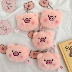 Plush Pig Butt and Face Key Chains Purse Decorations Pin