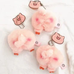 Plush Pig Butt and Face Key Chains Purse Decorations Pin