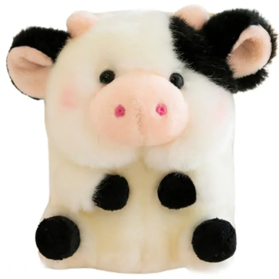 Plush Pig, Cow, Panda & Hamster Keychains Large 5.5" Stuffed Fat Animals