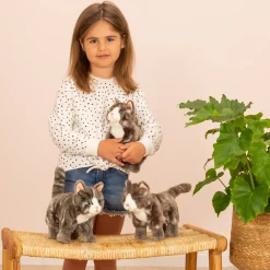 Plush Standing Grey and White Tabby Kitty Cat 20 cm - Teddy Hermann