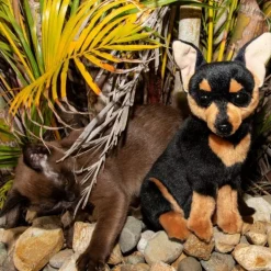 Plush Toy Stuffed Chihuahua Dog Black and Tan Size 25cm/10"