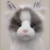 Plush White with Gray Ragdoll Kitten Stuffed Animal by Auswella