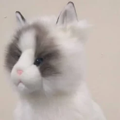 Plush White with Gray Ragdoll Kitten Stuffed Animal by Auswella