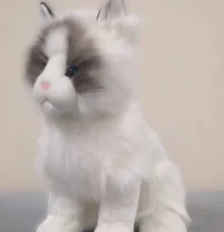 Plush White with Gray Ragdoll Kitten Stuffed Animal by Auswella
