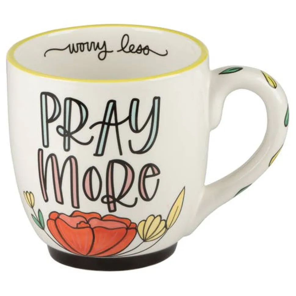 Pray More Worry Less Christian Themed Artist Created Coffee Mugs