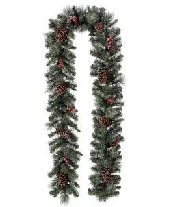 Pre-Lit Glittered Pine Cone Christmas Garland, with Warm LED Light