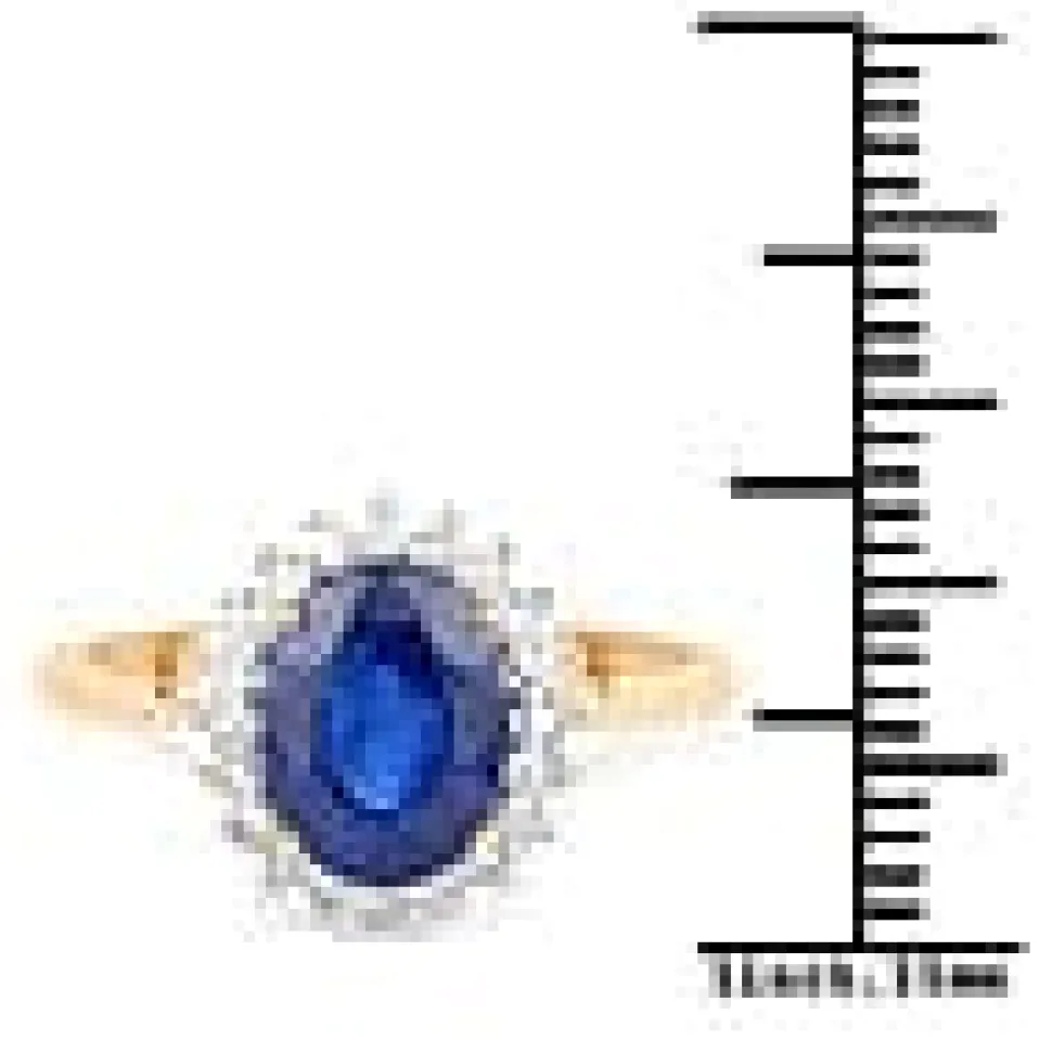 Princess Sapphire and Diamond Halo Ring 2.45ctw in 14K Yellow Gold