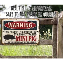 Property Protected By Mini Pig - Made in the USA Metal Sign