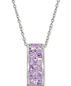 Purple CZ Bar Italian Sterling Silver Necklace by Giani Bernini