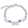 Purple CZ Butterfly Bracelets in Sterling Silver